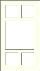 1 lrg square plus 4 sm square hangs vertical